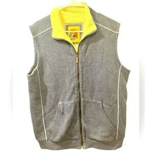 Tommy Bahama Mens Reversible Sherpa-Lined Blue Vest large Fleece lined
